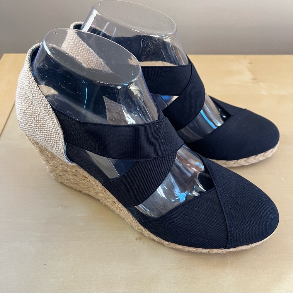 Lauren Ralph Lauren Dark Navy Espadrille Wedge Sandals - Picture 4 of 8